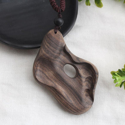 National Style Retro Long Sweater Chain Necklace Handmade Wooden Pendant Costume Pendant