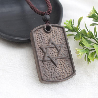 National Style Retro Long Sweater Chain Necklace Handmade Wooden Pendant Costume Pendant