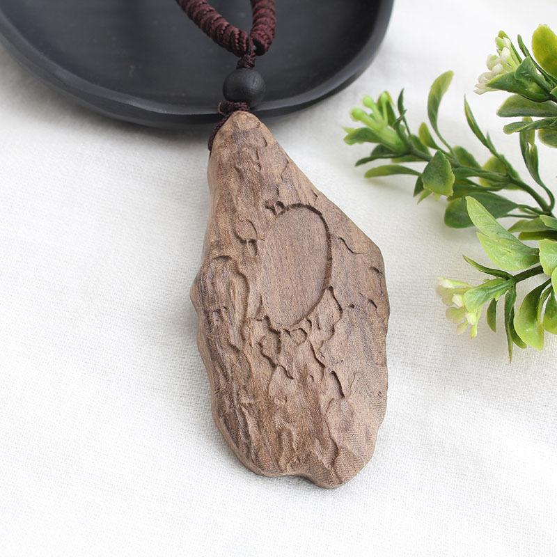 National Style Retro Long Sweater Chain Necklace Handmade Wooden Pendant Costume Pendant