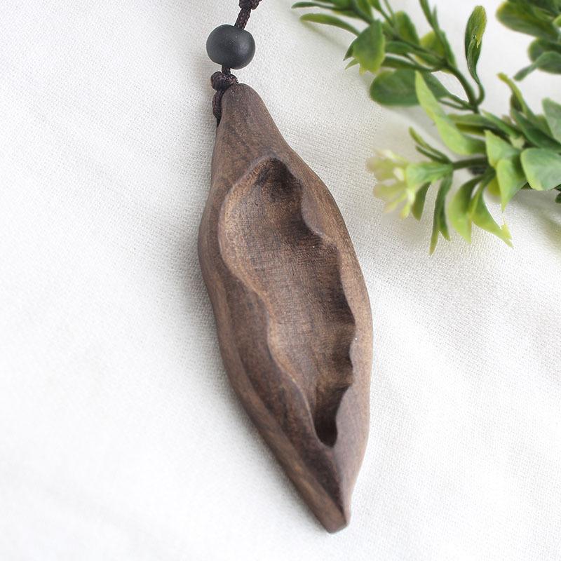 National Style Retro Long Sweater Chain Necklace Handmade Wooden Pendant Costume Pendant