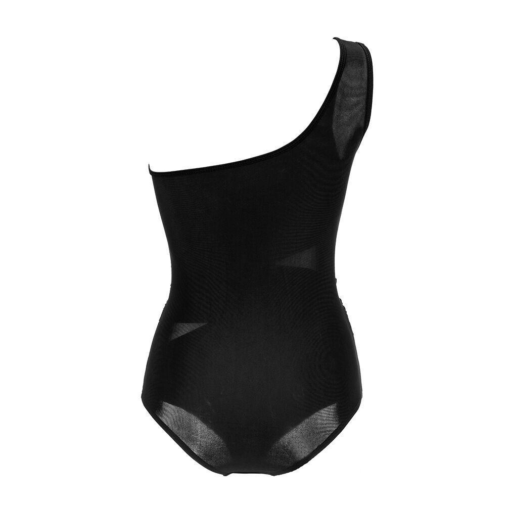 Sexy Black One-Shoulder One-Piece Swimsuit