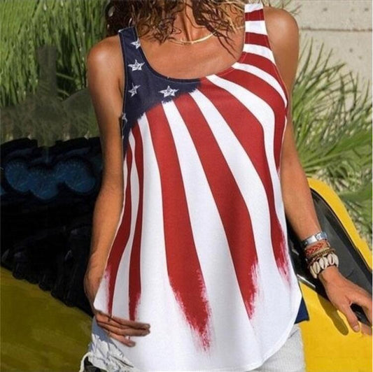 Summer Independence Day Sleeveless Printed Camisole T-Shirt