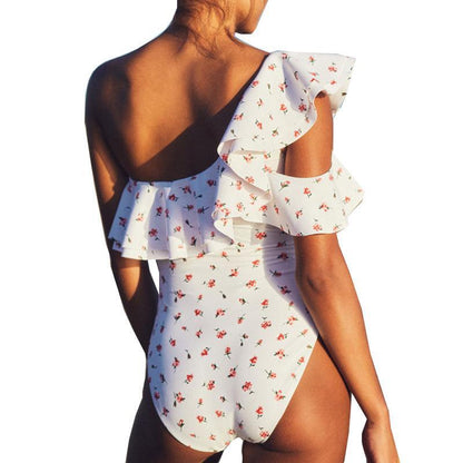 Sexy Ruffled One Shoulder Briefs Bikini