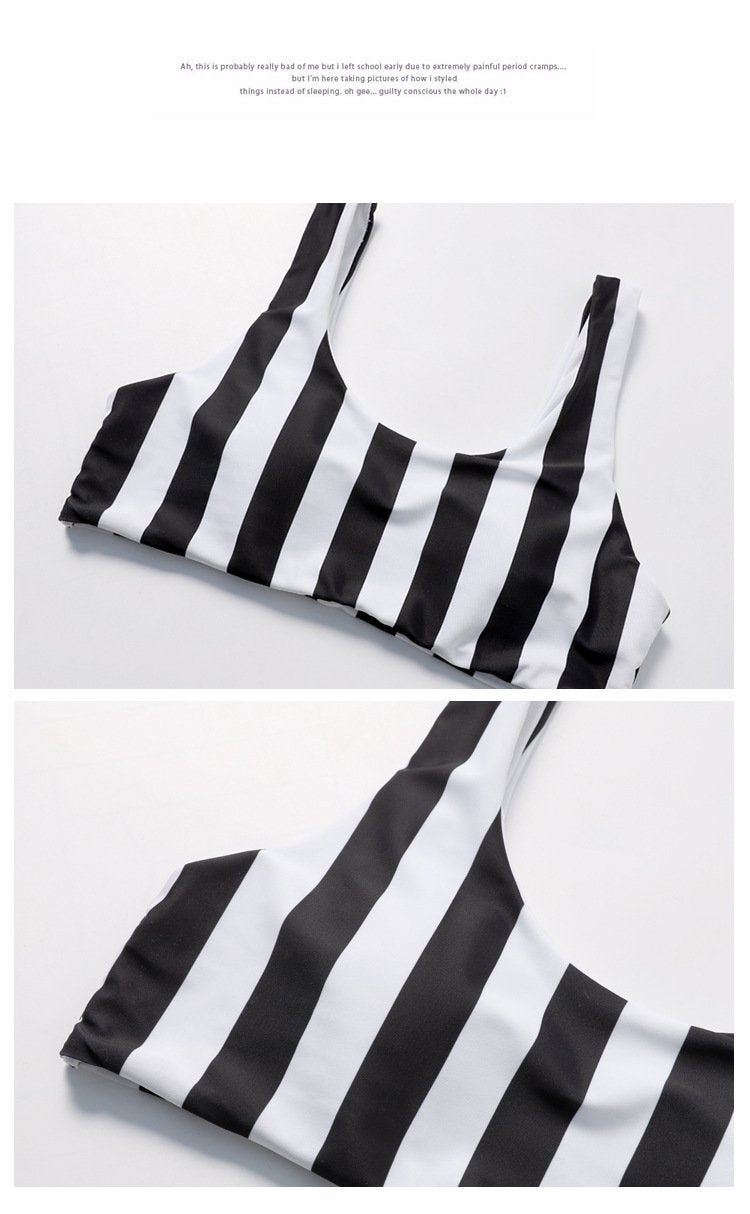 Blue Stripe Two-Piece Swimming Suit