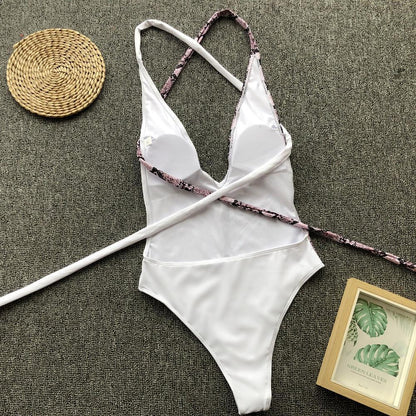 Leopard Lace-Up One-Piece Swimsuit