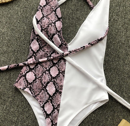 Leopard Lace-Up One-Piece Swimsuit
