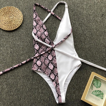 Leopard Lace-Up One-Piece Swimsuit