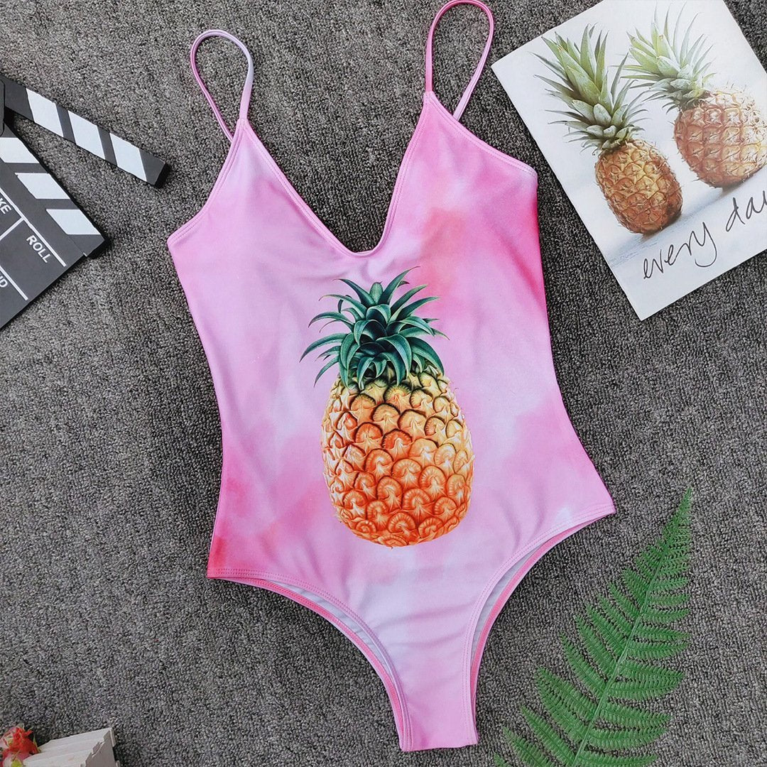 Pineapple Print One Piece Bikini