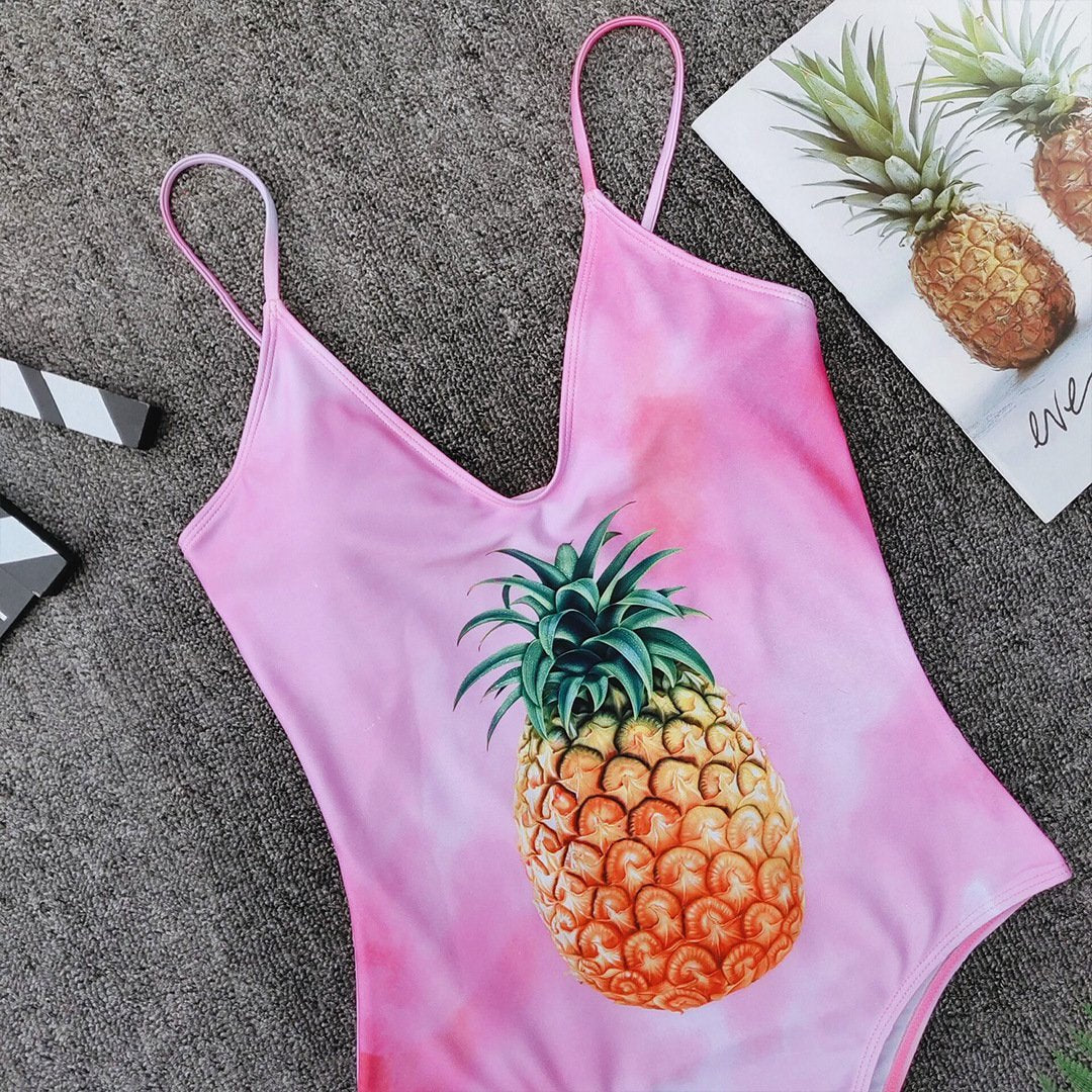 Pineapple Print One Piece Bikini