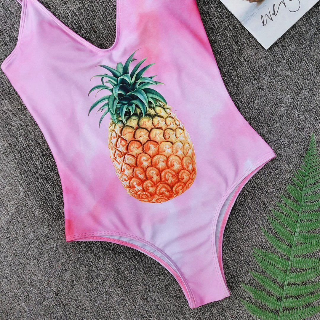 Pineapple Print One Piece Bikini