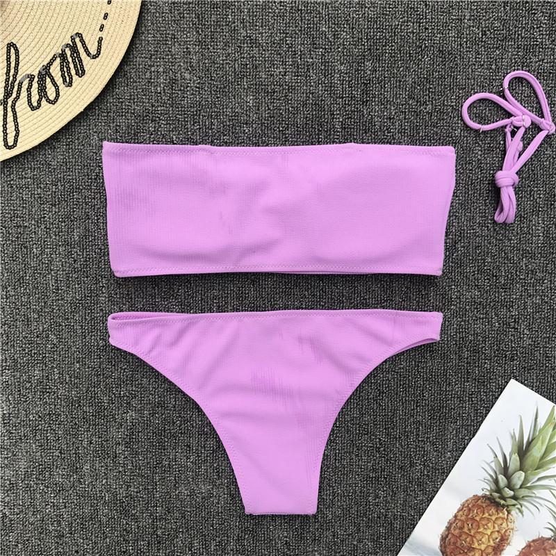 Solid Color Bikini Split Swimsuit