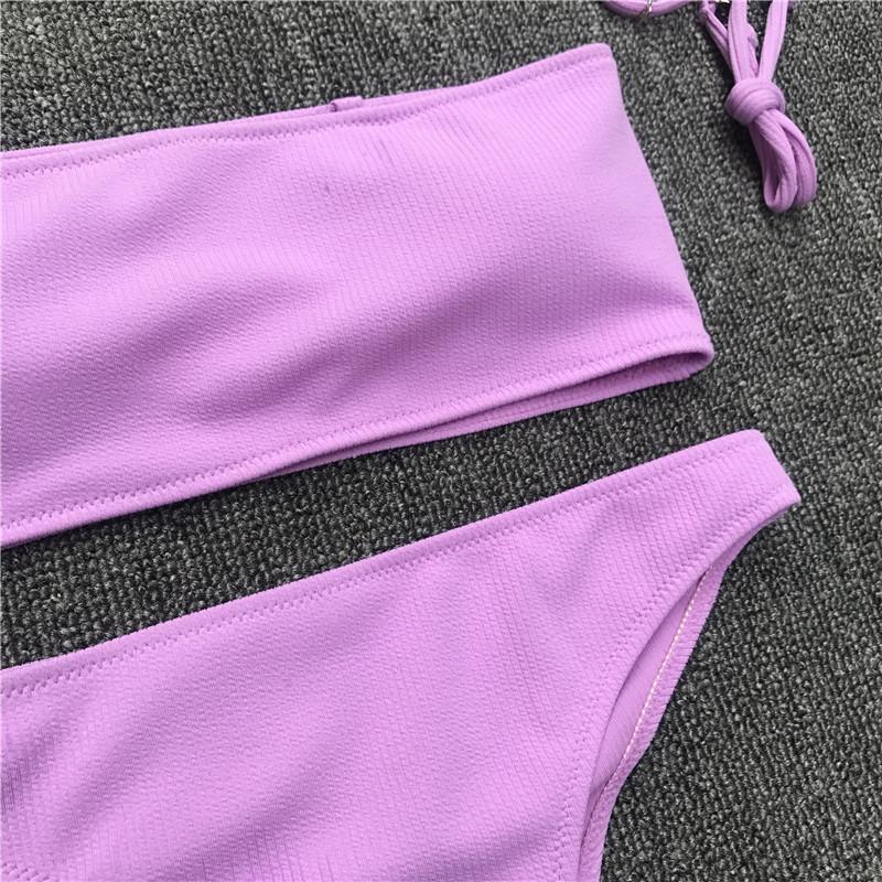 Solid Color Bikini Split Swimsuit