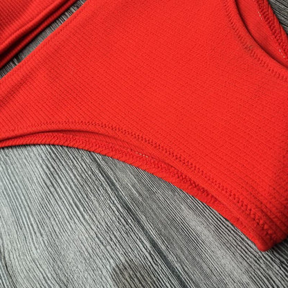 Solid Color Bikini Split Swimsuit