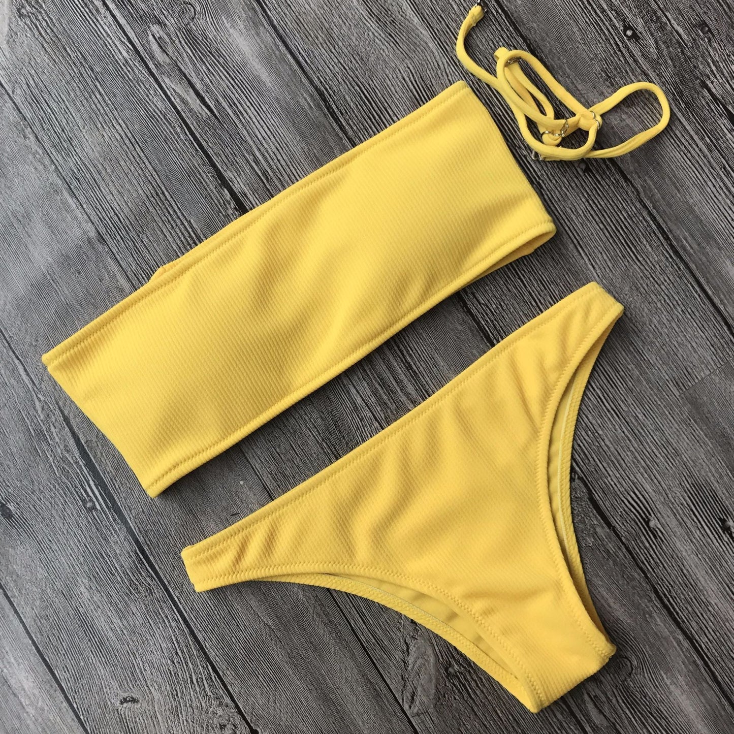 Solid Color Bikini Split Swimsuit