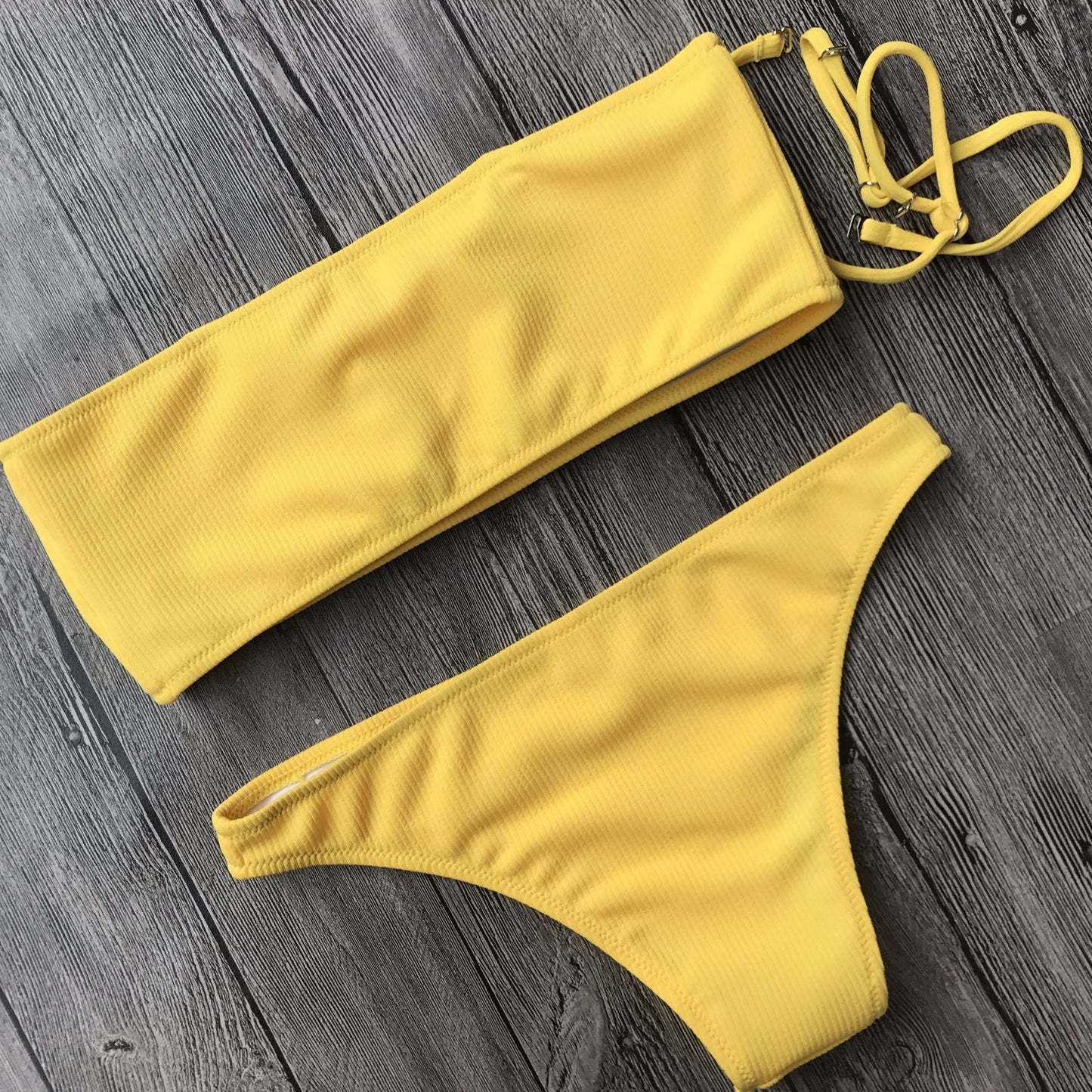 Solid Color Bikini Split Swimsuit
