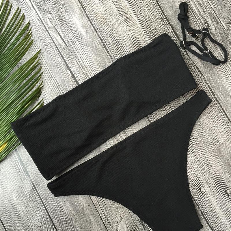 Solid Color Bikini Split Swimsuit