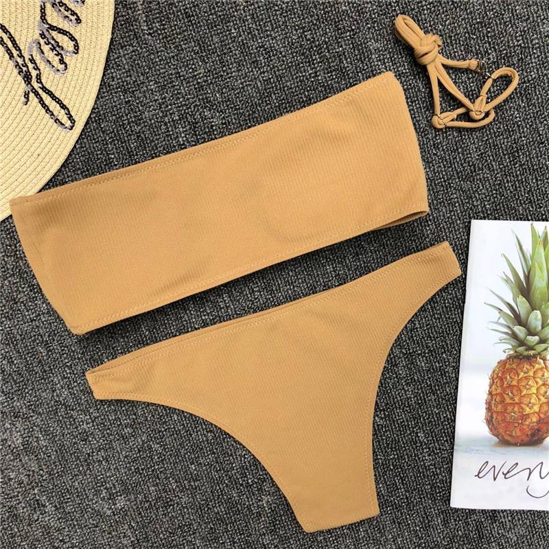 Solid Color Bikini Split Swimsuit