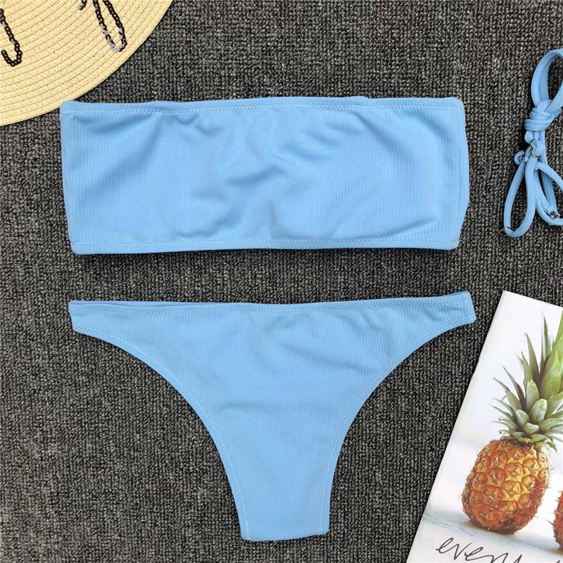 Solid Color Bikini Split Swimsuit