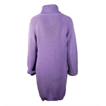 Solid Color Long Sleeve Sweater Mini Dress