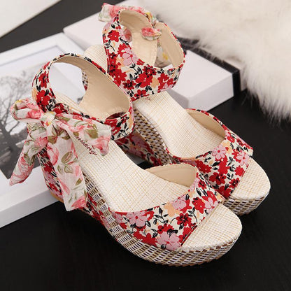Summer Women Wedges Heels Shoes Casual Thick Bottom