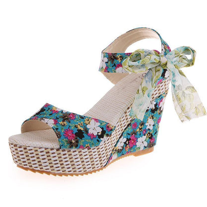Summer Women Wedges Heels Shoes Casual Thick Bottom