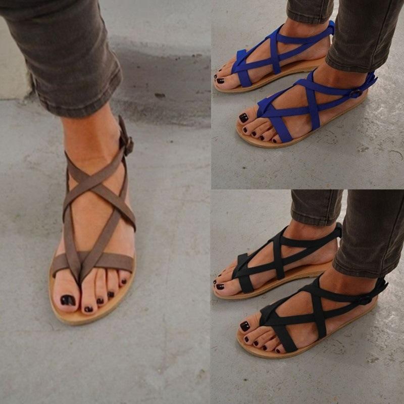 Roman Sandals Flat With Toe Sandals Round Head Female