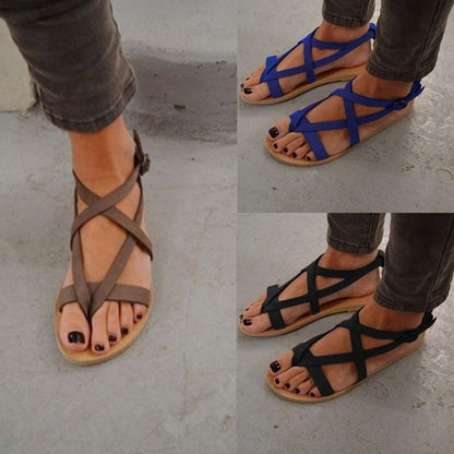 Roman Sandals Flat With Toe Sandals Round Head Female