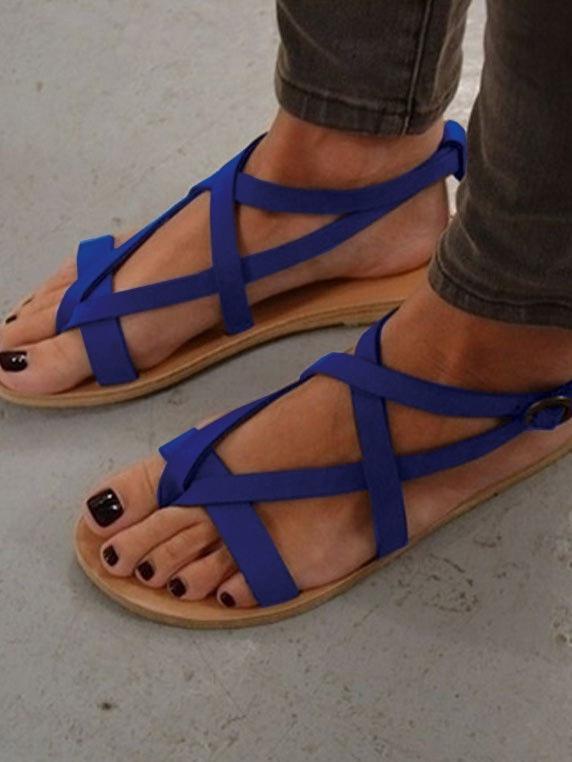 Roman Sandals Flat With Toe Sandals Round Head Female