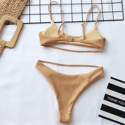 Sexy Solid Pit Bikinis Swimwear