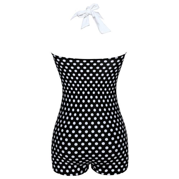 Siamese Black And White Dot Bikini Cherry Large Size Swimsuit