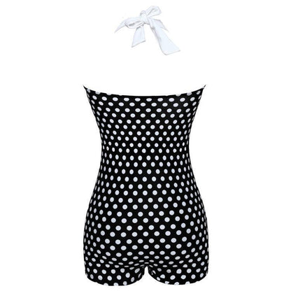 Siamese Black And White Dot Bikini Cherry Large Size Swimsuit