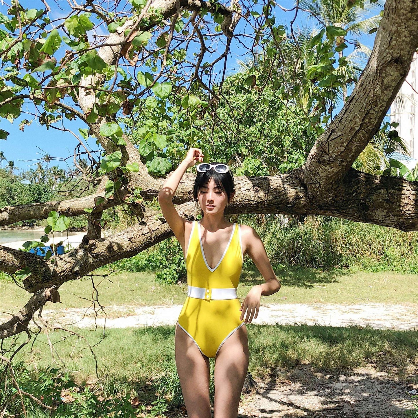 Ins Stitched Siamese Sexy Bikini