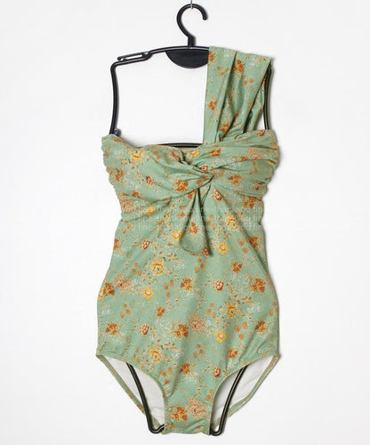 Sexy Floral One-Shoulder Twisted One Piece Swimsuit
