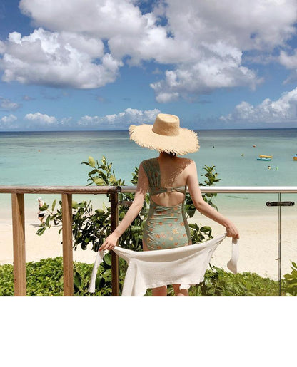 Sexy Floral One-Shoulder Twisted One Piece Swimsuit