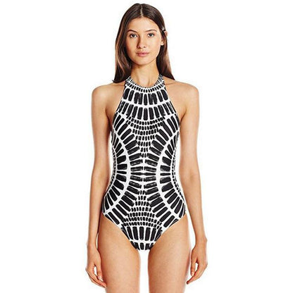 Sexy Halter Lace-Up Swimsuit Fishscale Ripple Print Bikini