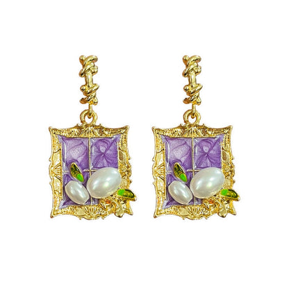 Earwish - Vintage Purple Painting Earrings – Artistic &amp; Elegant