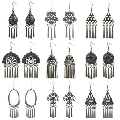 Ethnic Style Silver Earrings with Peacock Floral and Leaf Design