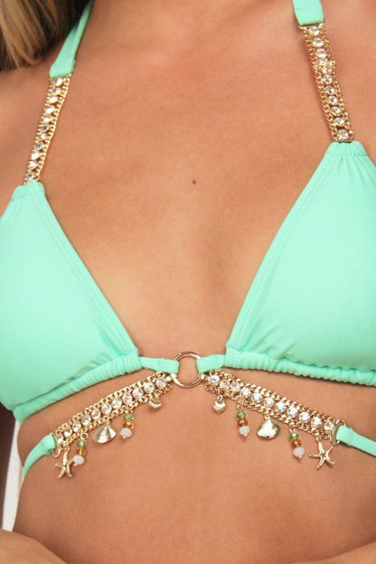 Cross Hanging Jewellery Bikini Bandage Split Swimsuit