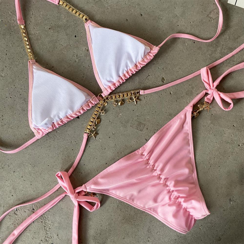 Cross Hanging Jewellery Bikini Bandage Split Swimsuit