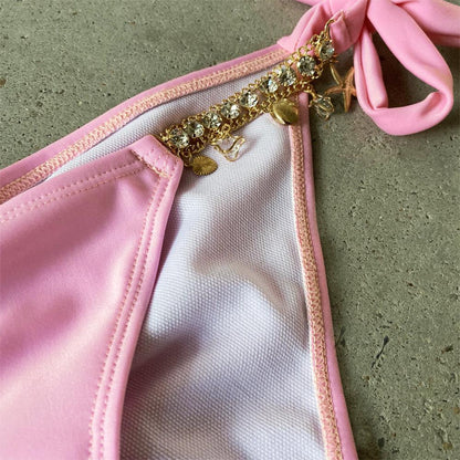 Cross Hanging Jewellery Bikini Bandage Split Swimsuit