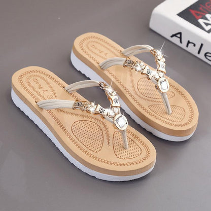 Bohemian Flat Heel Rhinestone Flip-Flop Women'S Sandals