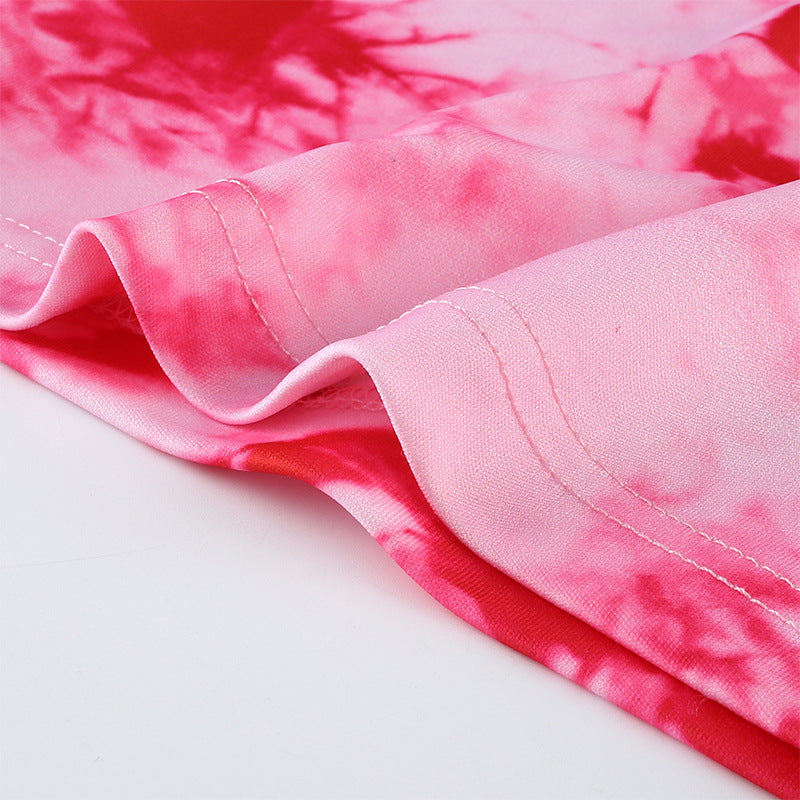 Women'S Pink Purple Tie-Dye Casual Wide Leg Pants