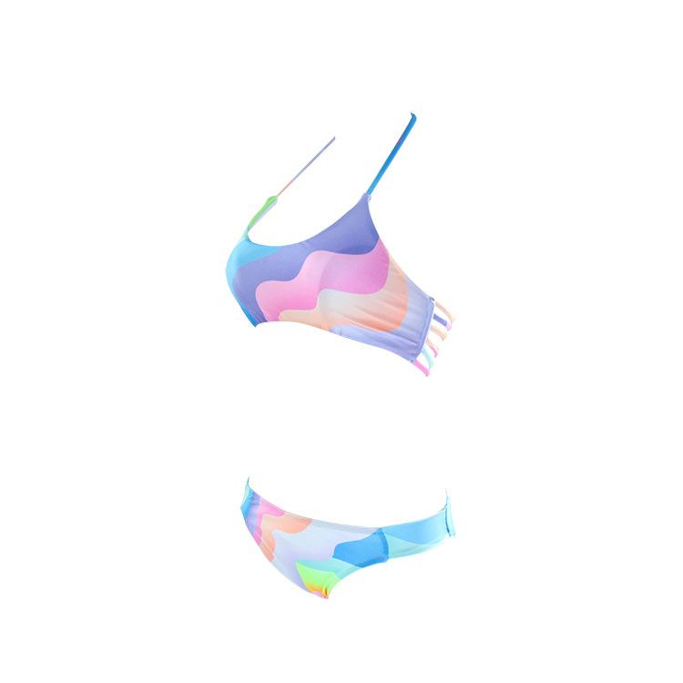 Rainbow Print Lollipop Split Swimsuit