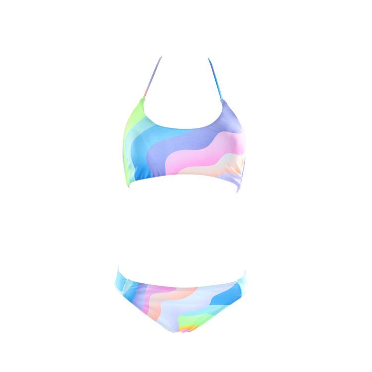Rainbow Print Lollipop Split Swimsuit