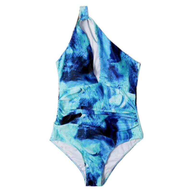 Sexy Watermark One-Shoulder Ladies One-Piece Swimsuit