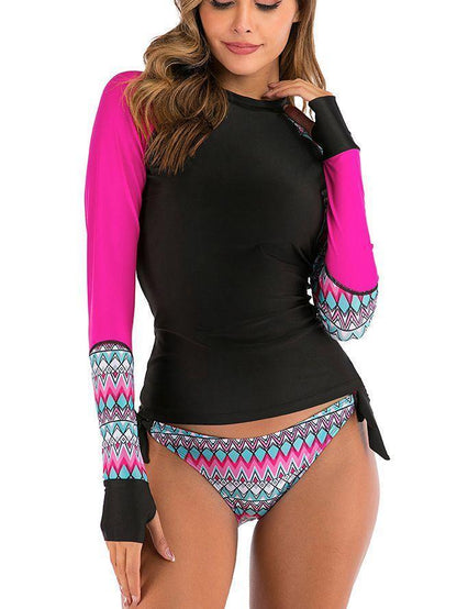 Split Color Printed Split Bikini