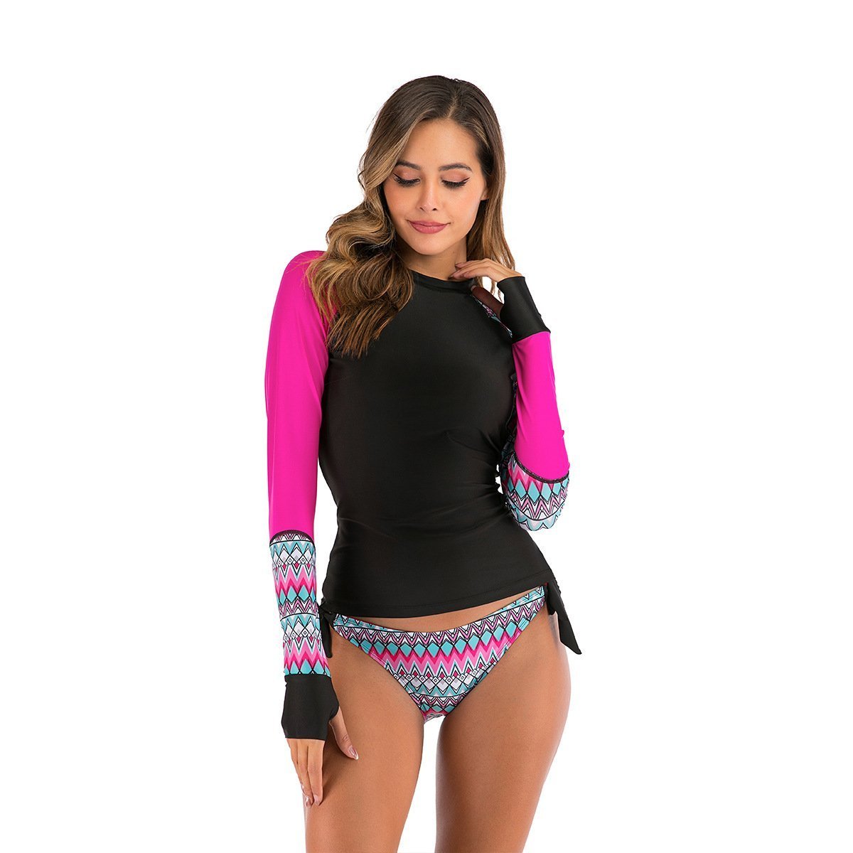 Split Color Printed Split Bikini