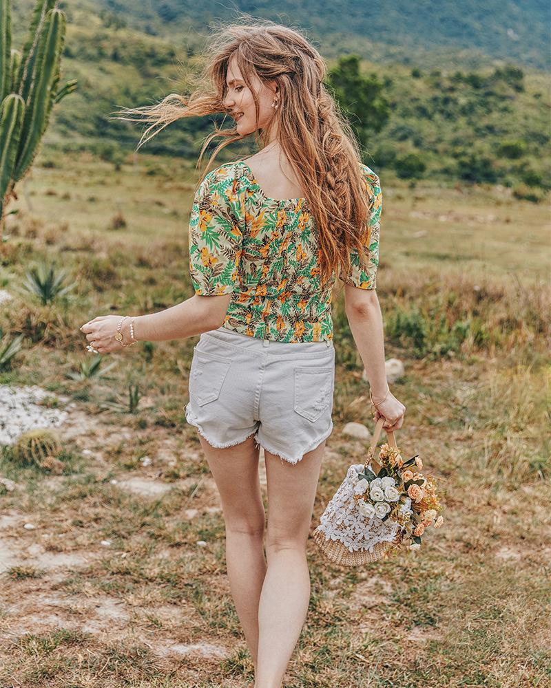 Summer Retro French Slimming Belly Waist Top T-Shirt