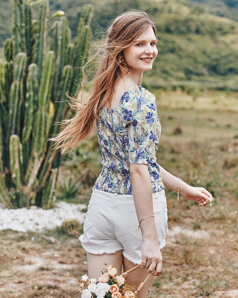 Summer Retro French Slimming Belly Waist Top T-Shirt