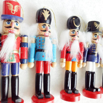 Christmas Decoration Walnut Clip Wooden Soldier Puppet 12Cm Tin Set 6 Decorative Pendant
